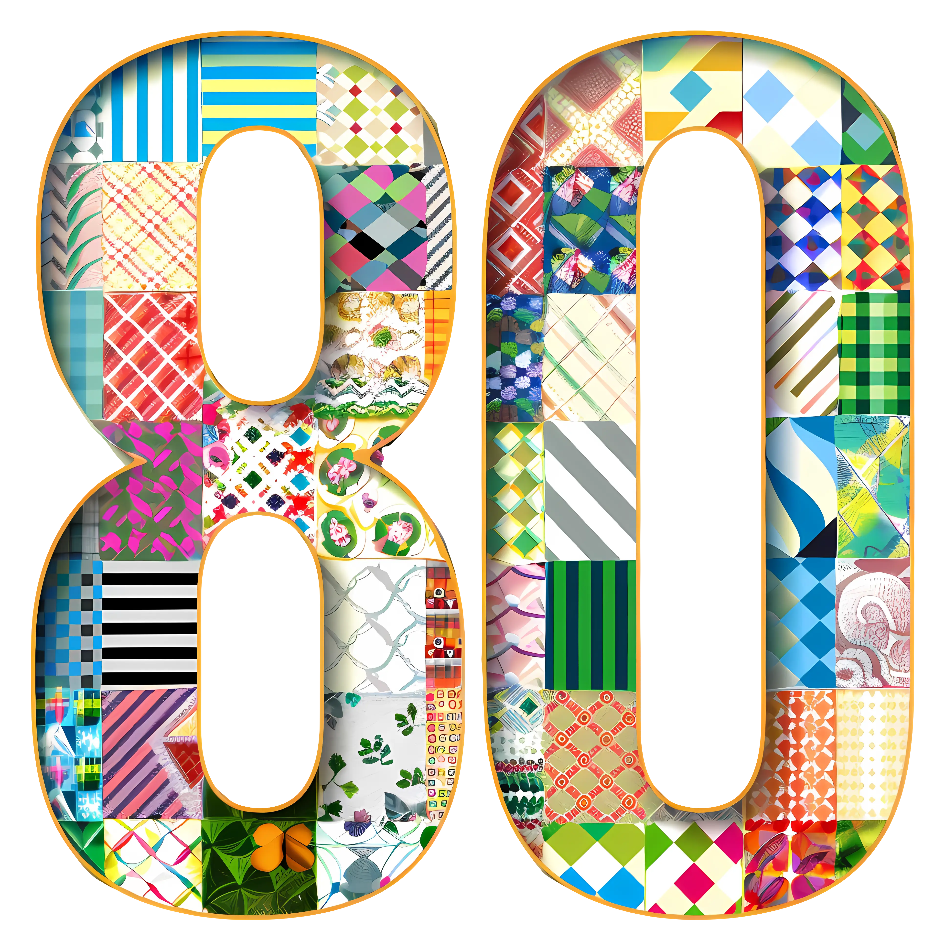 Colorful Patterned Number 80