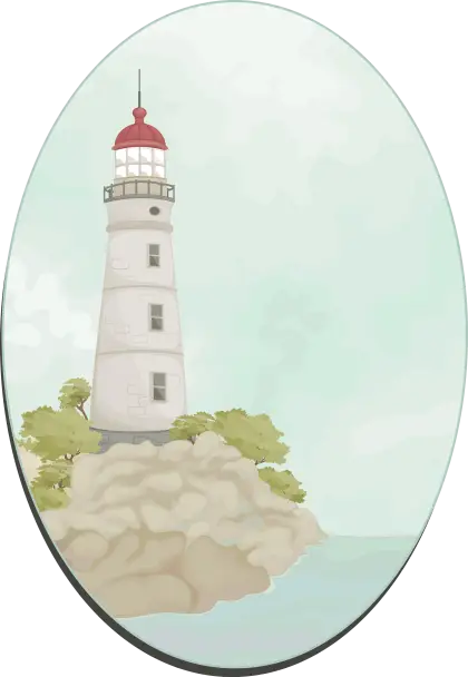 Lighthouse on Hill with Scenic Landscape