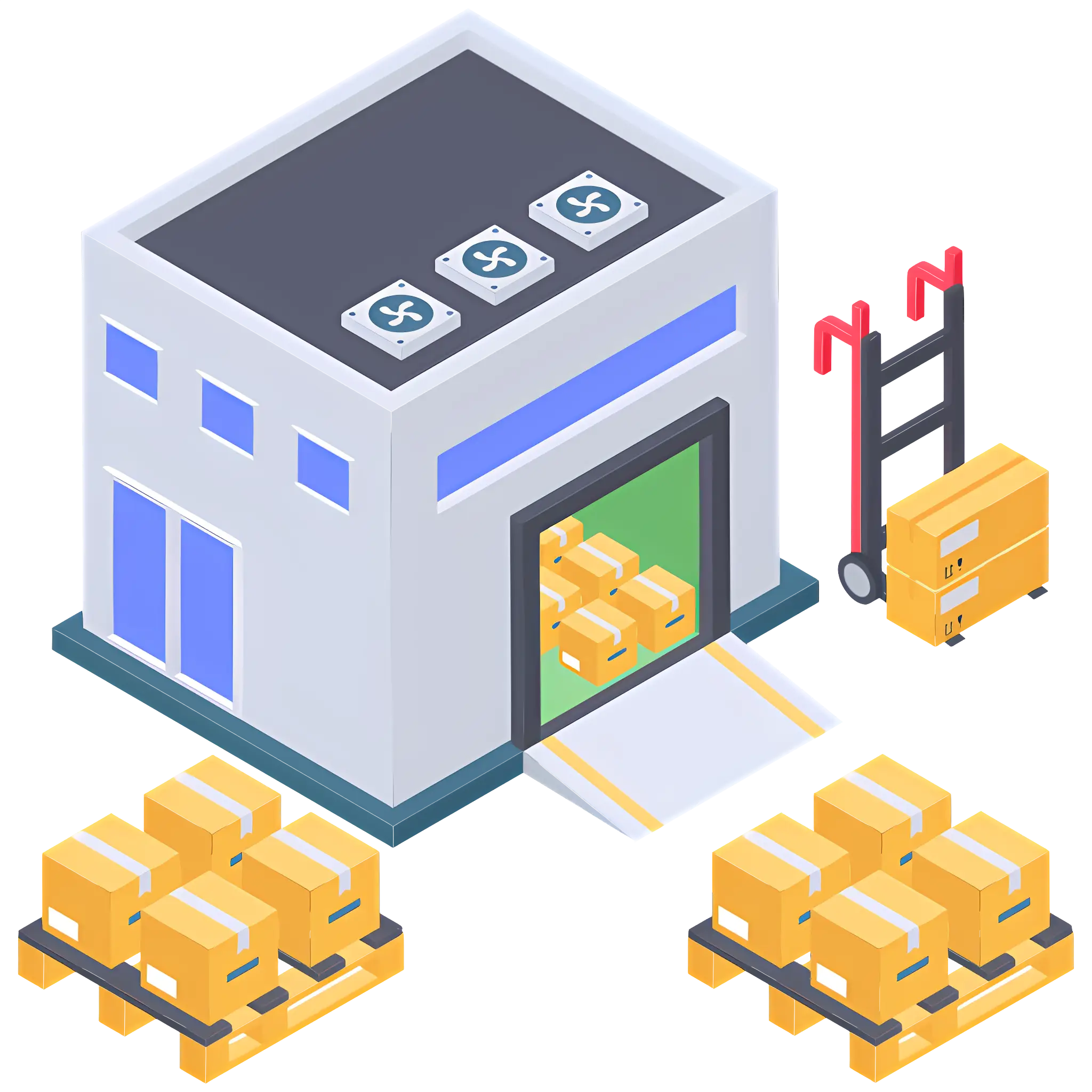 Warehouse with Boxes Illustration