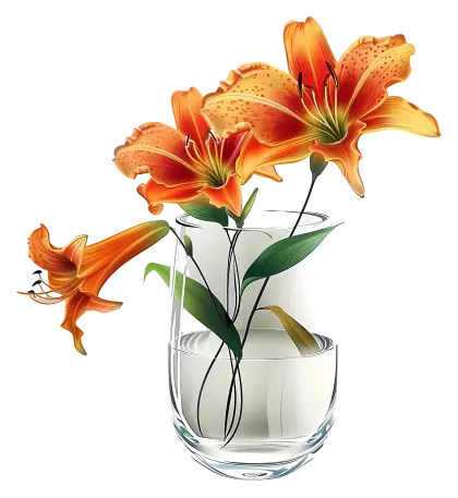 Elegant Orange Lilies in a Glass Vase