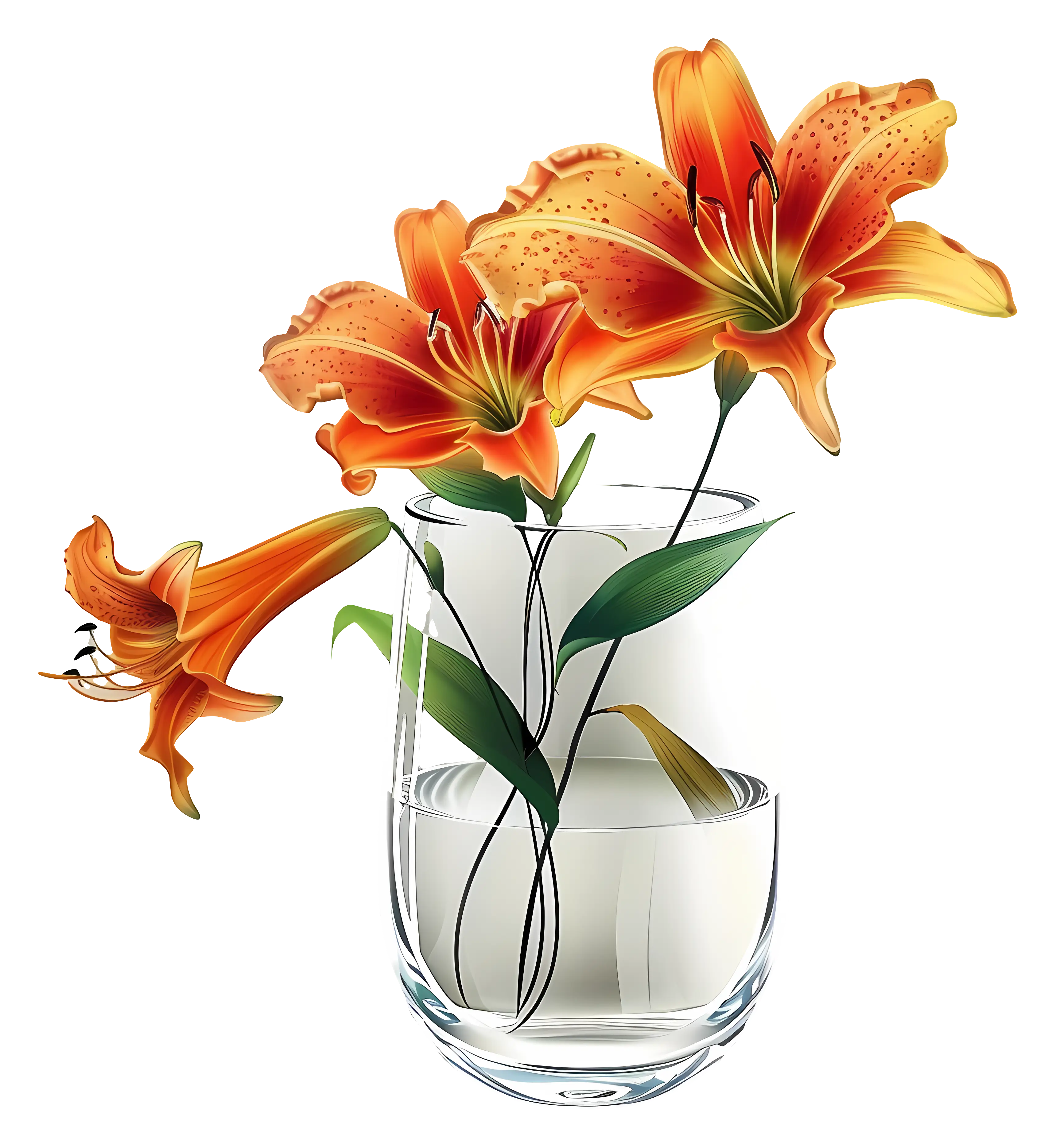 Elegant Orange Lilies in a Glass Vase