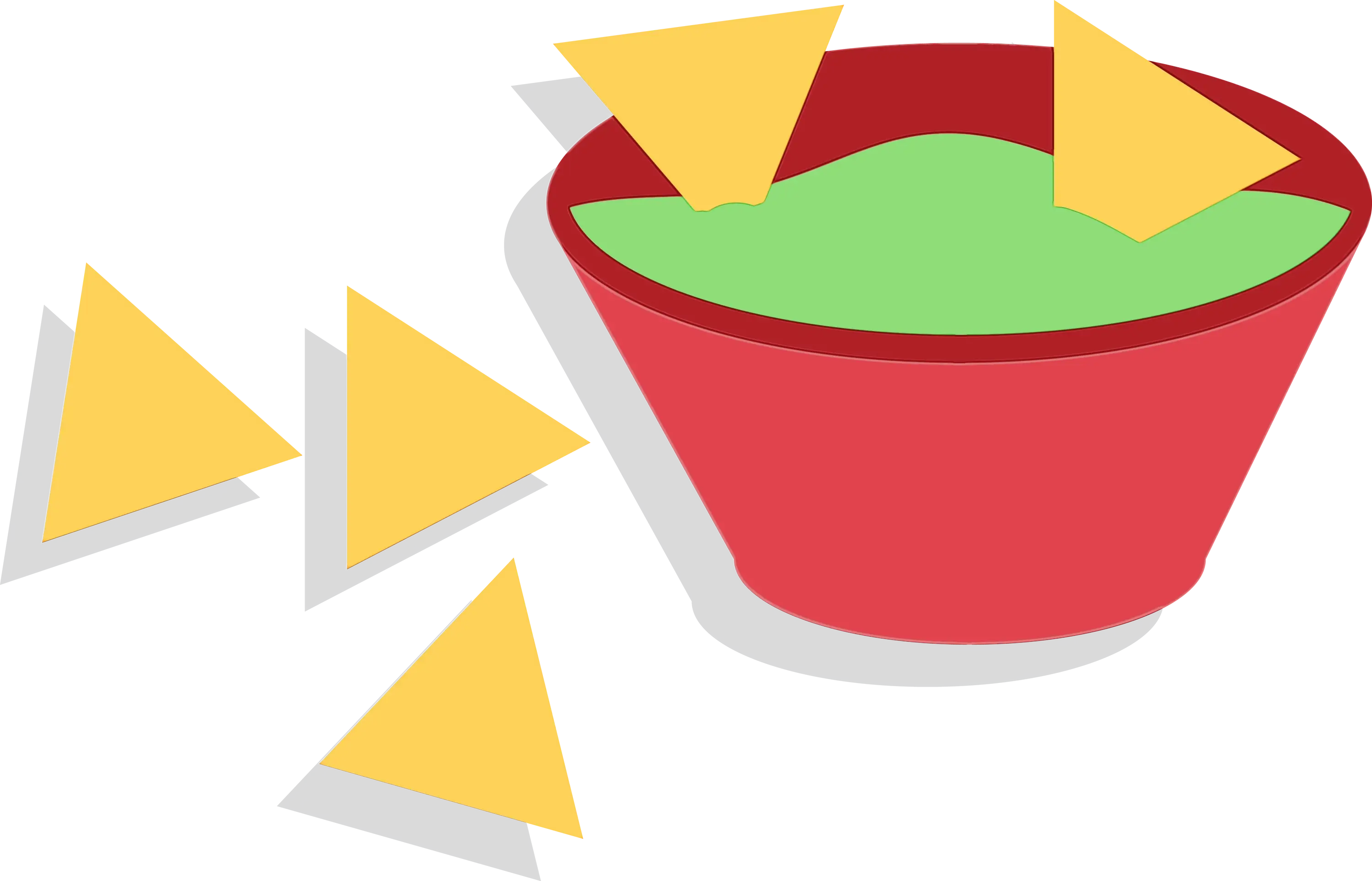 Red Bowl with Guacamole and Chips