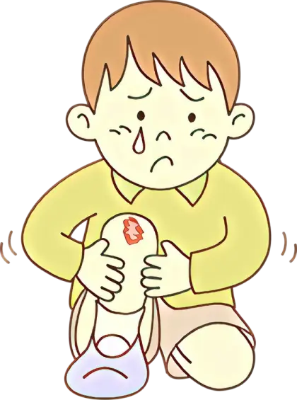Crying Cartoon Child with Knee Injury Illustration