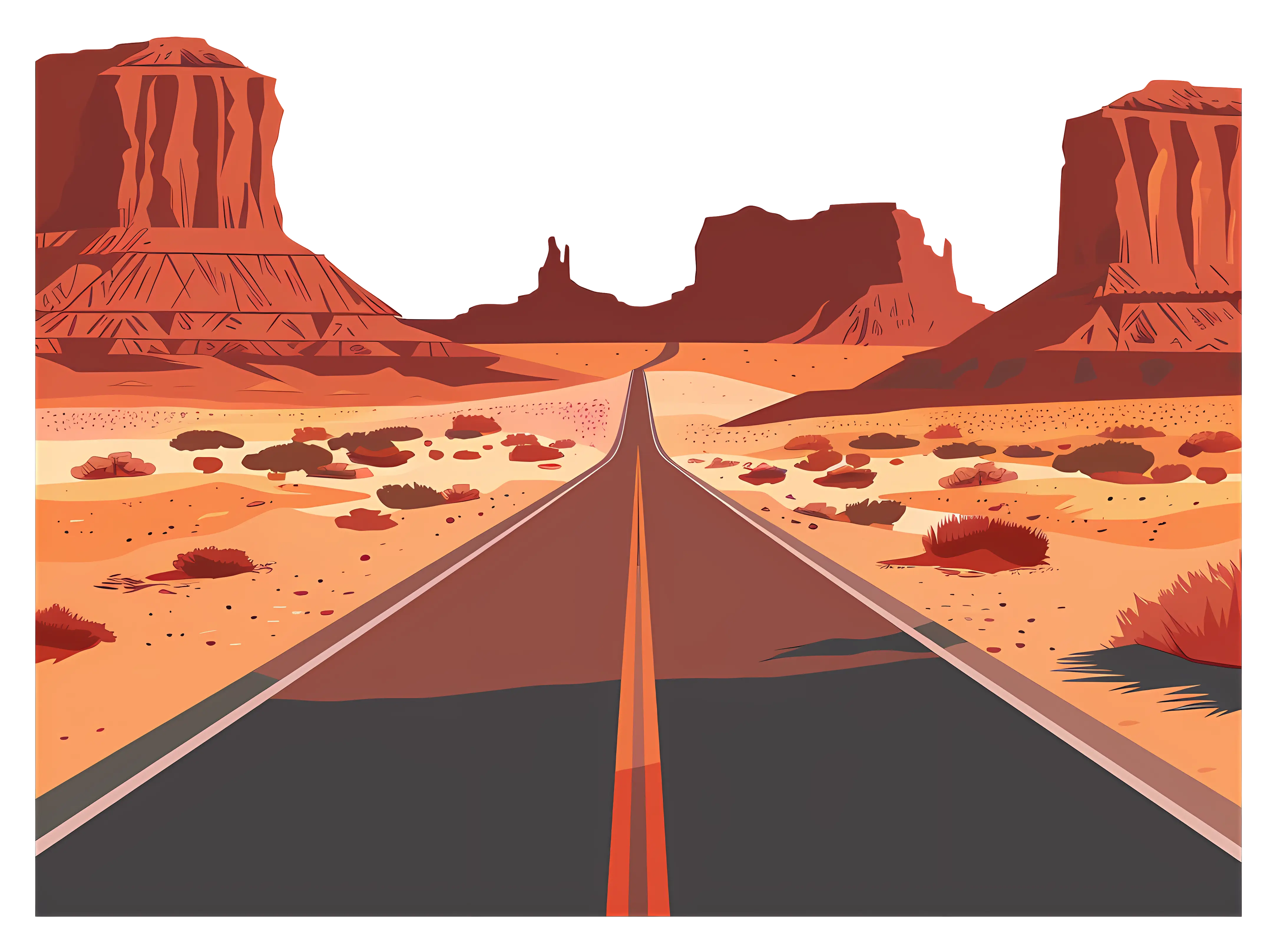 Desert Road with Red Rock Formations