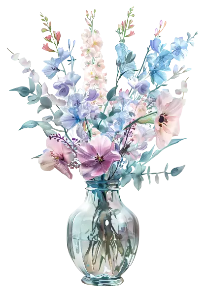 Vase of Flowers with Bouquet and Arrangement