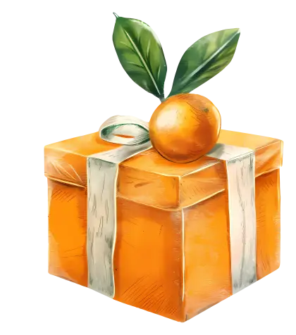 Festive Gift Box with Orange and Greenery
