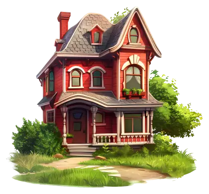 Beautiful Red Victorian House with Garden