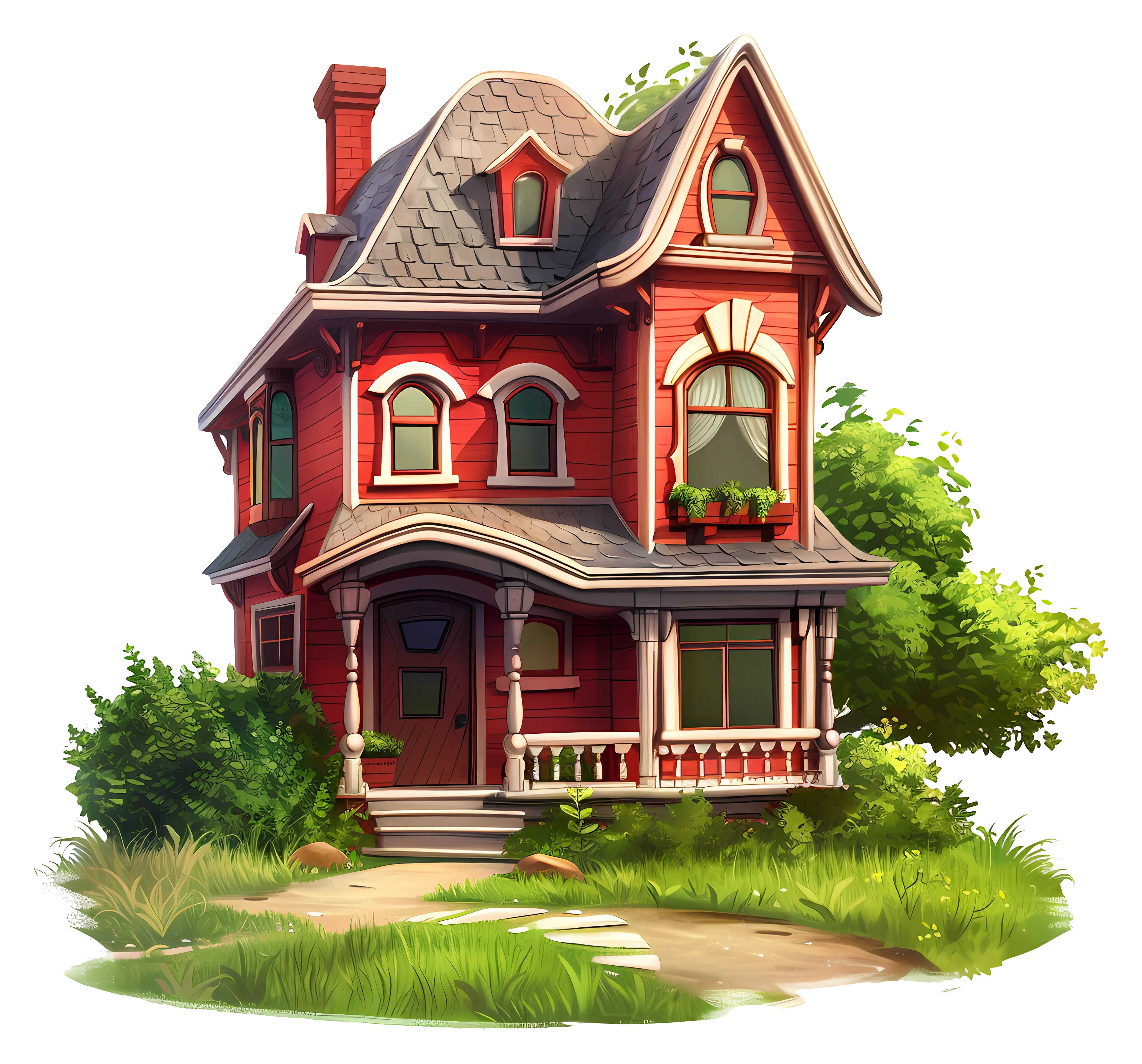 Beautiful Red Victorian House with Garden