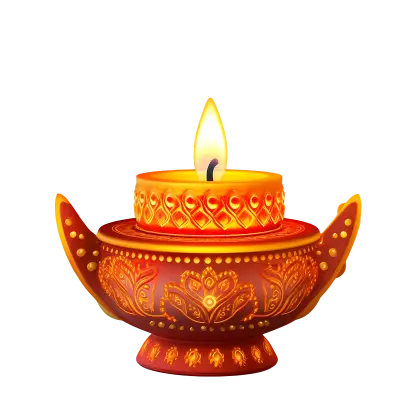 Decorative Diya Lamp with Flame for Diwali
