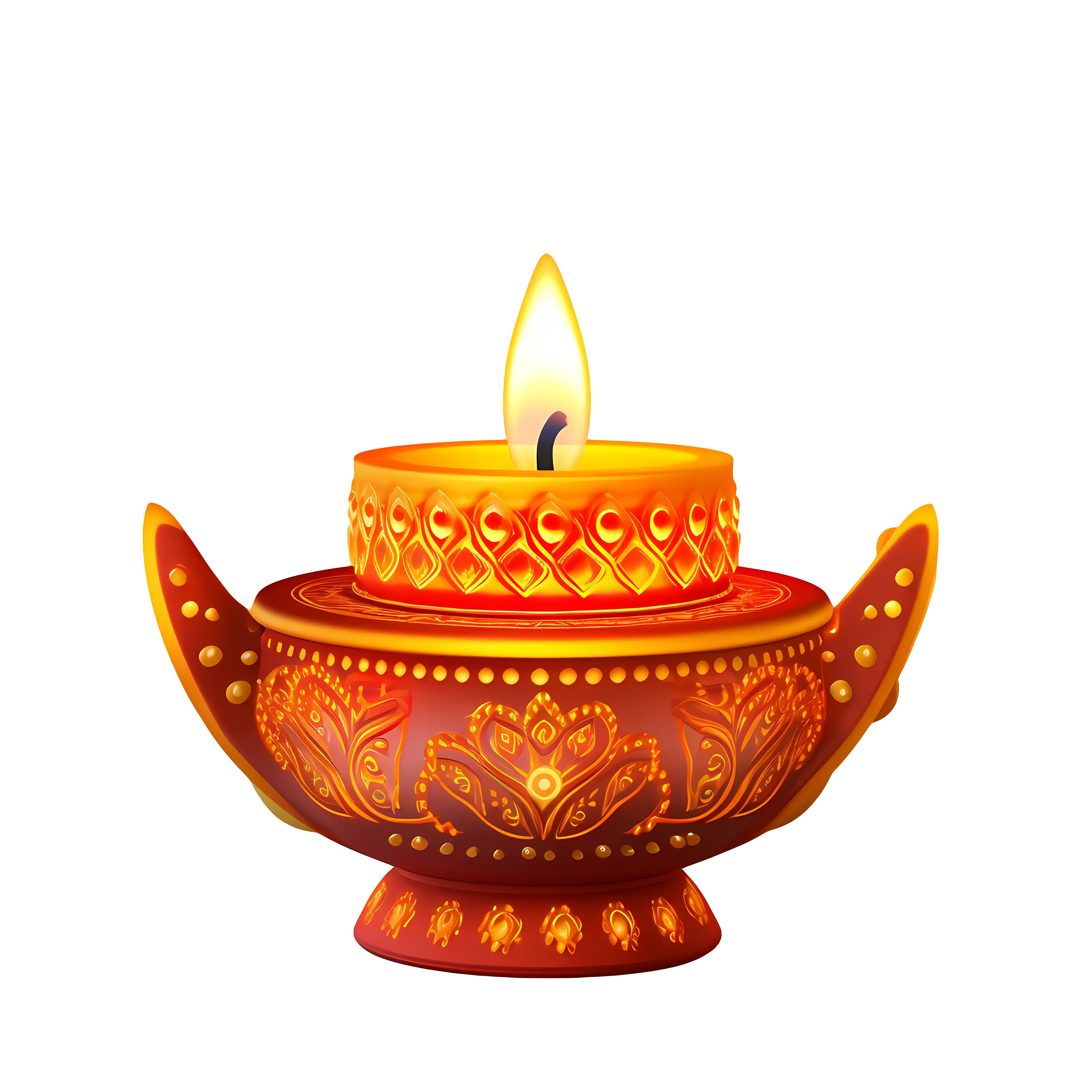 Decorative Diya Lamp with Flame for Diwali