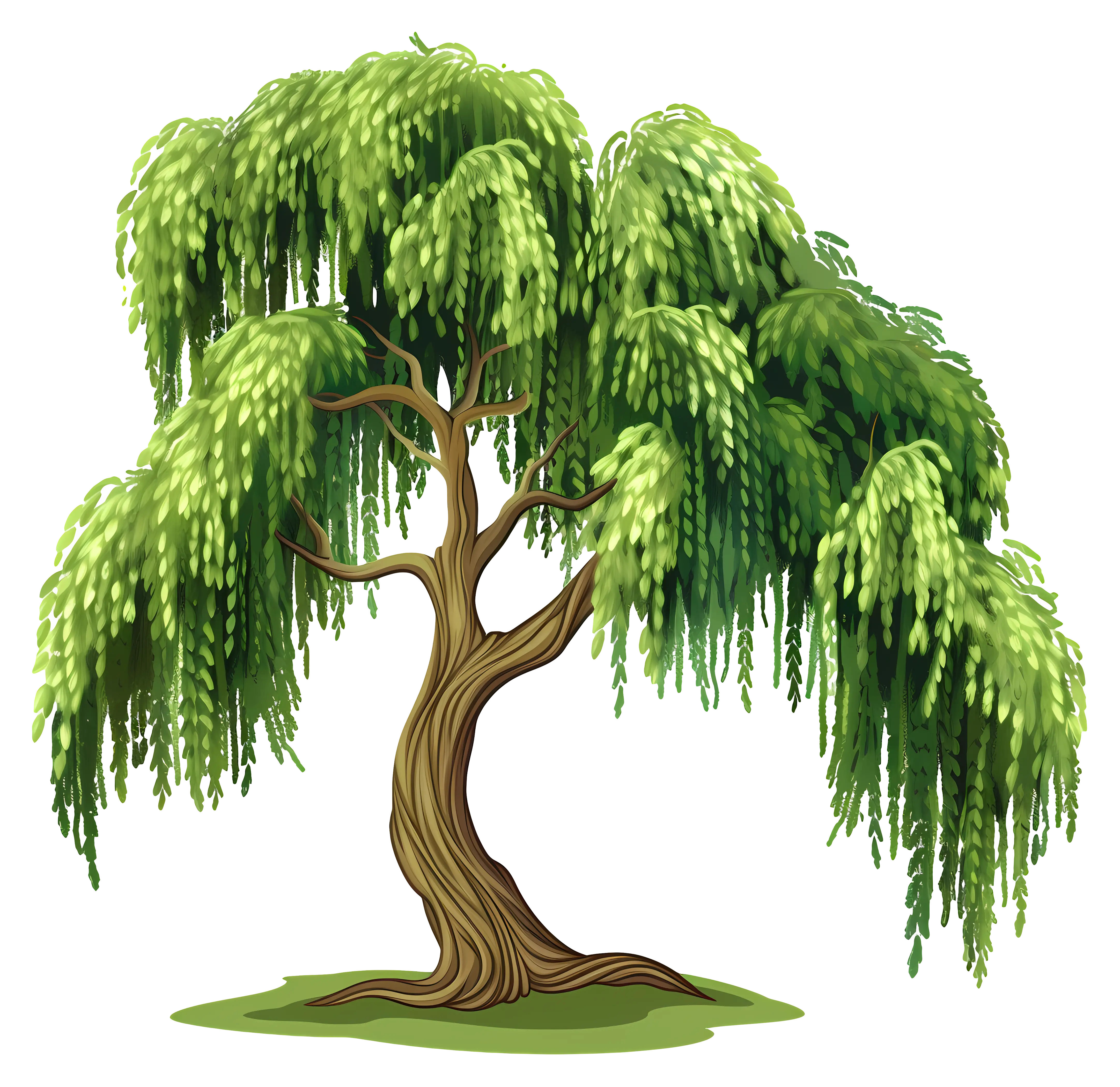 Green Willow Tree Illustration