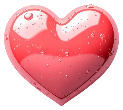 Shiny Red Heart with Water Droplets Effect