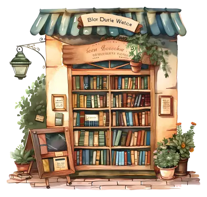 Charming Bookstore Facade Illustration