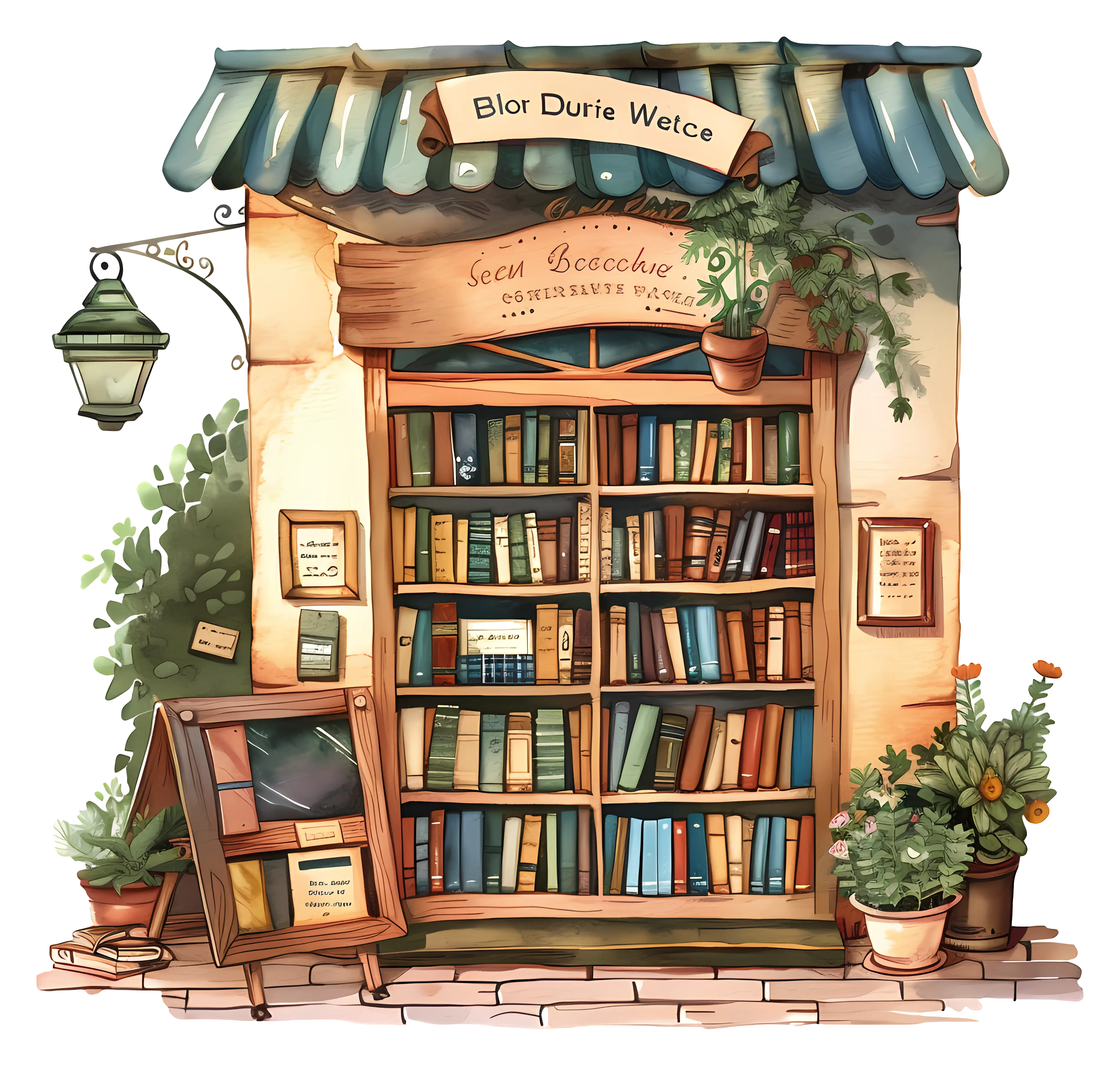 Charming Bookstore Facade Illustration