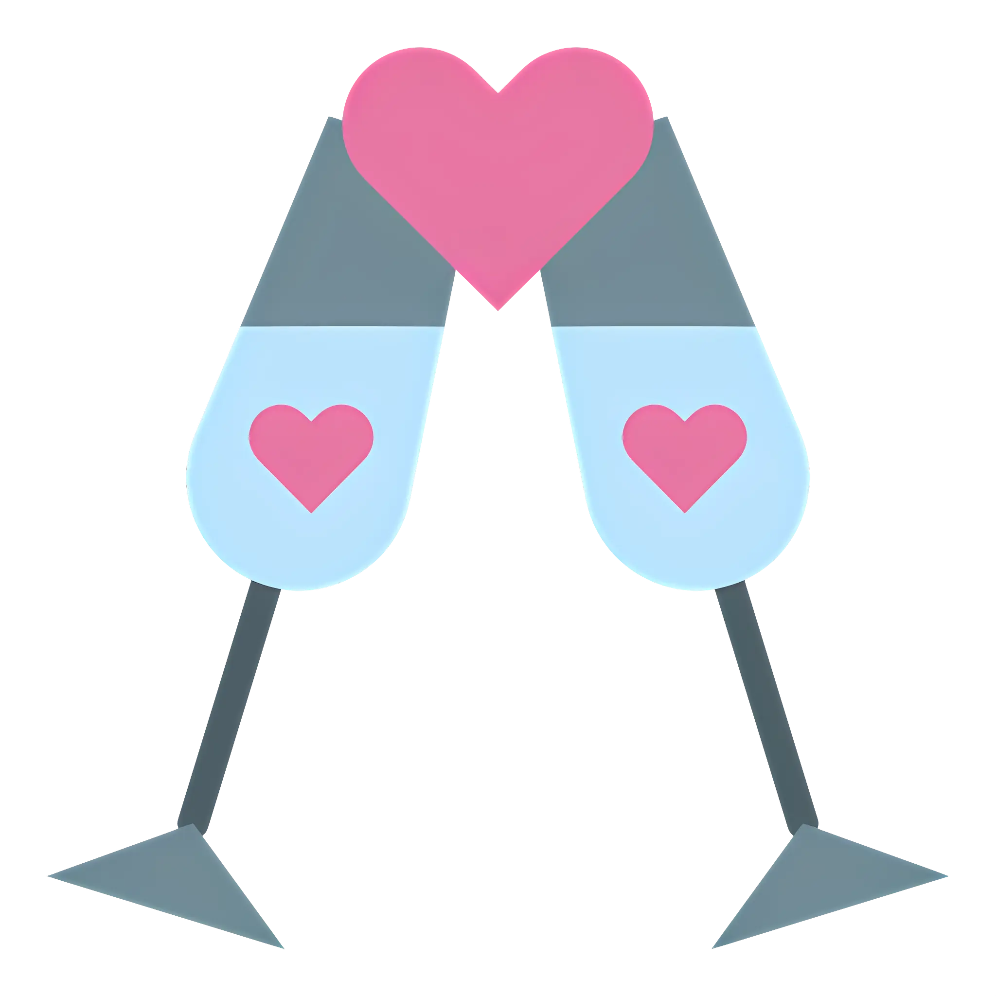Clinking Glasses with Hearts for Celebration