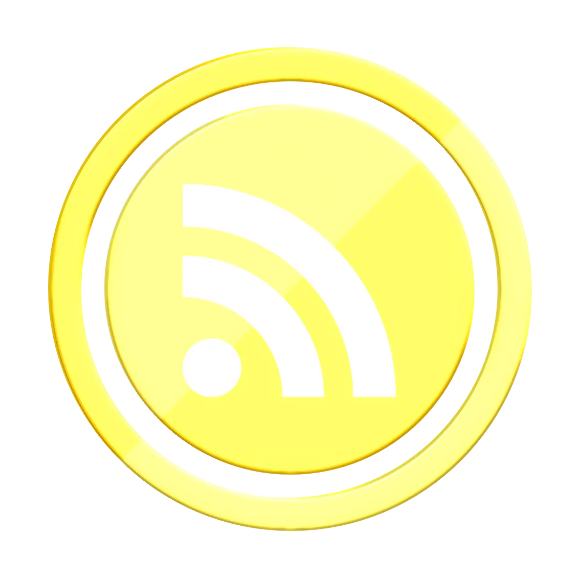 Yellow RSS Icon for News and Updates Subscription