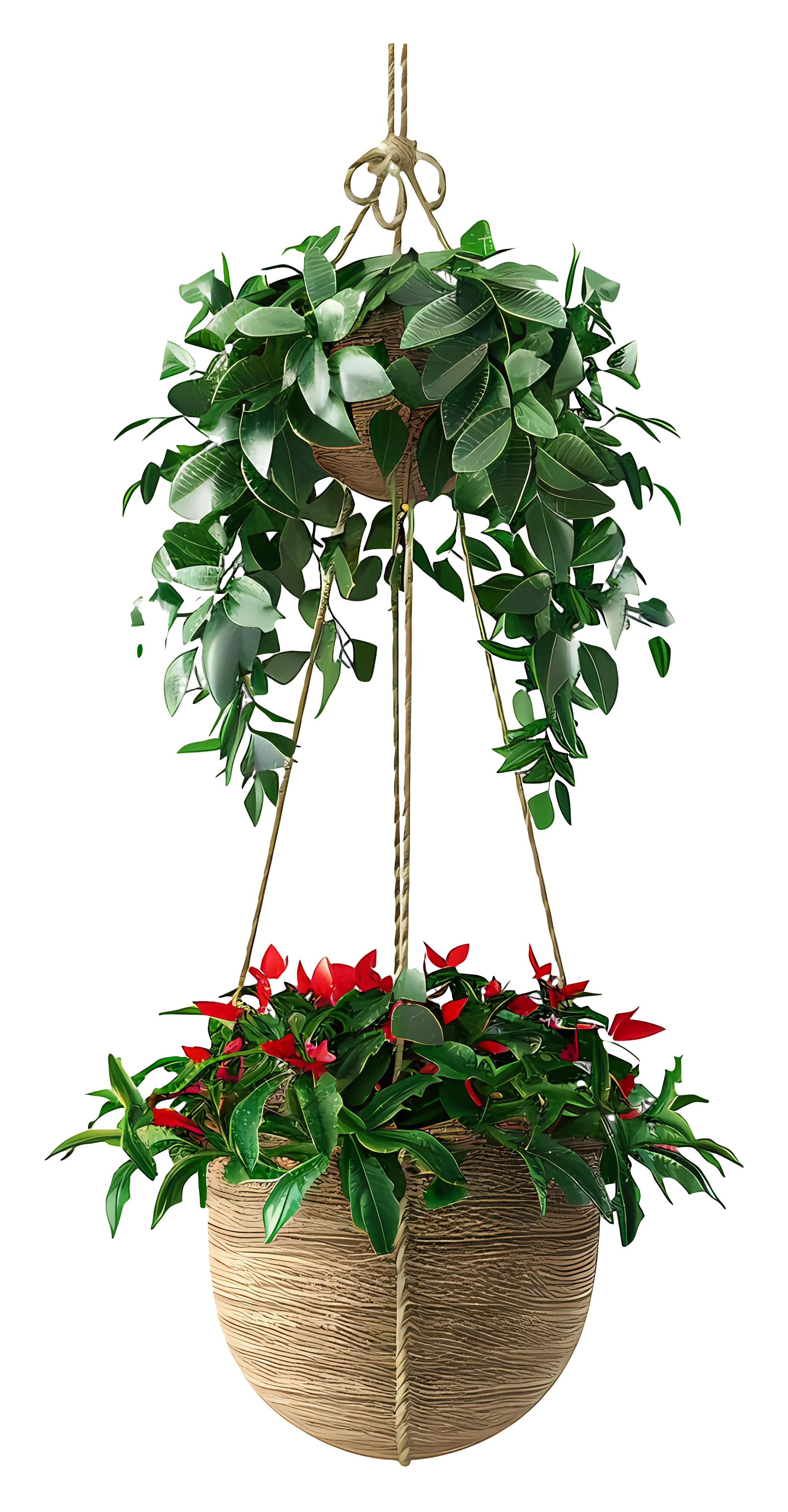 Hanging Plant with Red Flowers