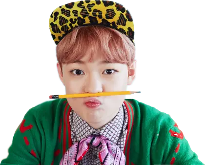 Person with Pencil and Funny Expression