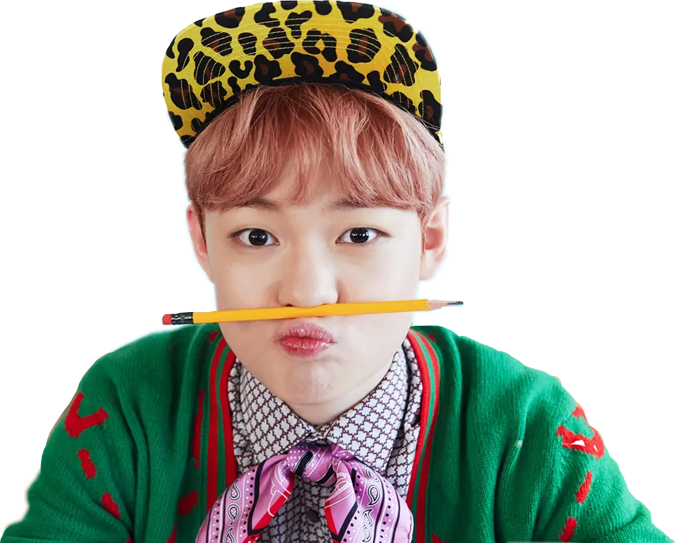 Person with Pencil and Funny Expression