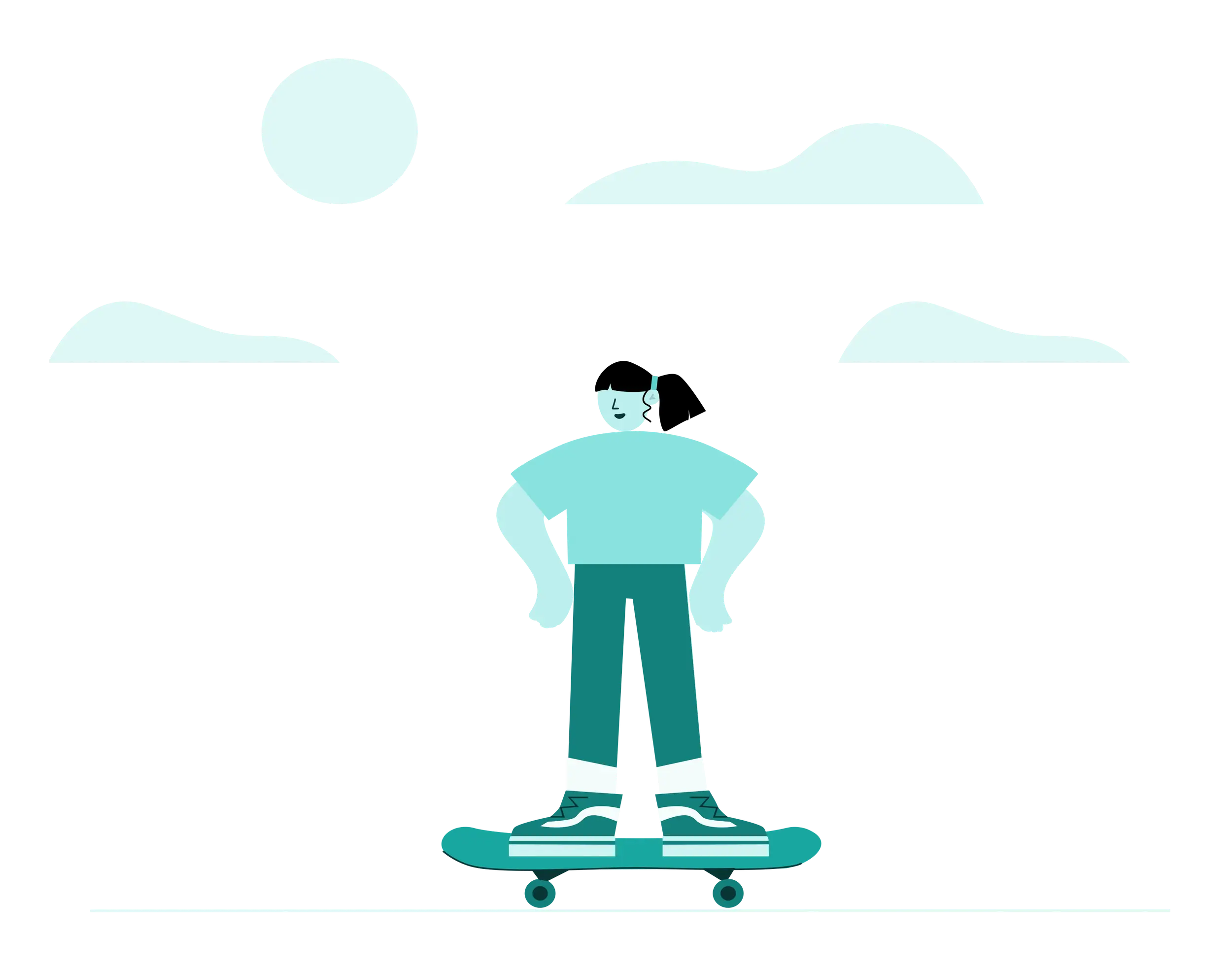 Skateboarder in Teal Tones