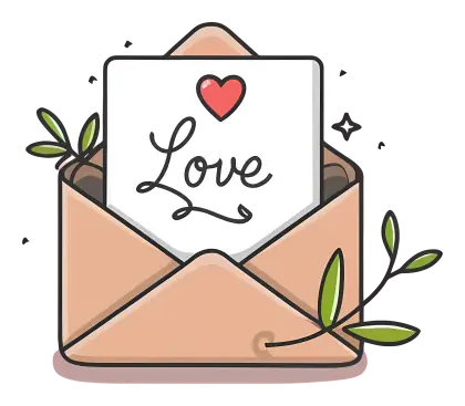 Romantic Love Letter in an Envelope with Heart