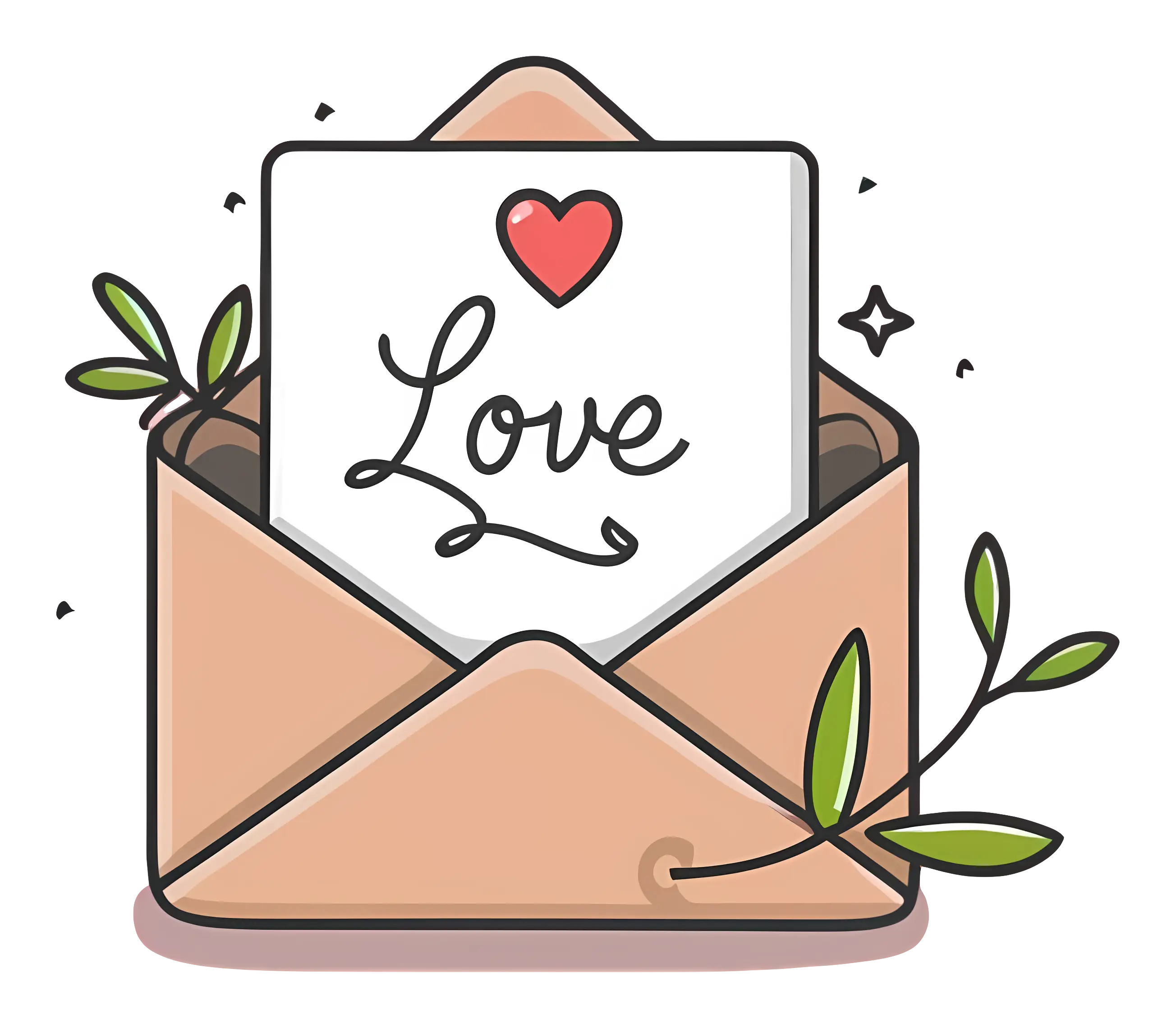 Romantic Love Letter in an Envelope with Heart