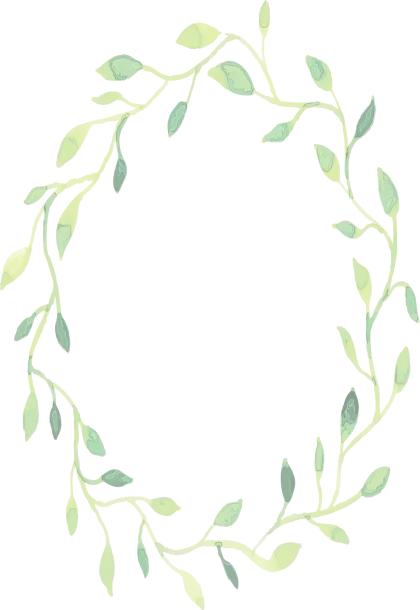 Green Leaves in Oval Frame Design