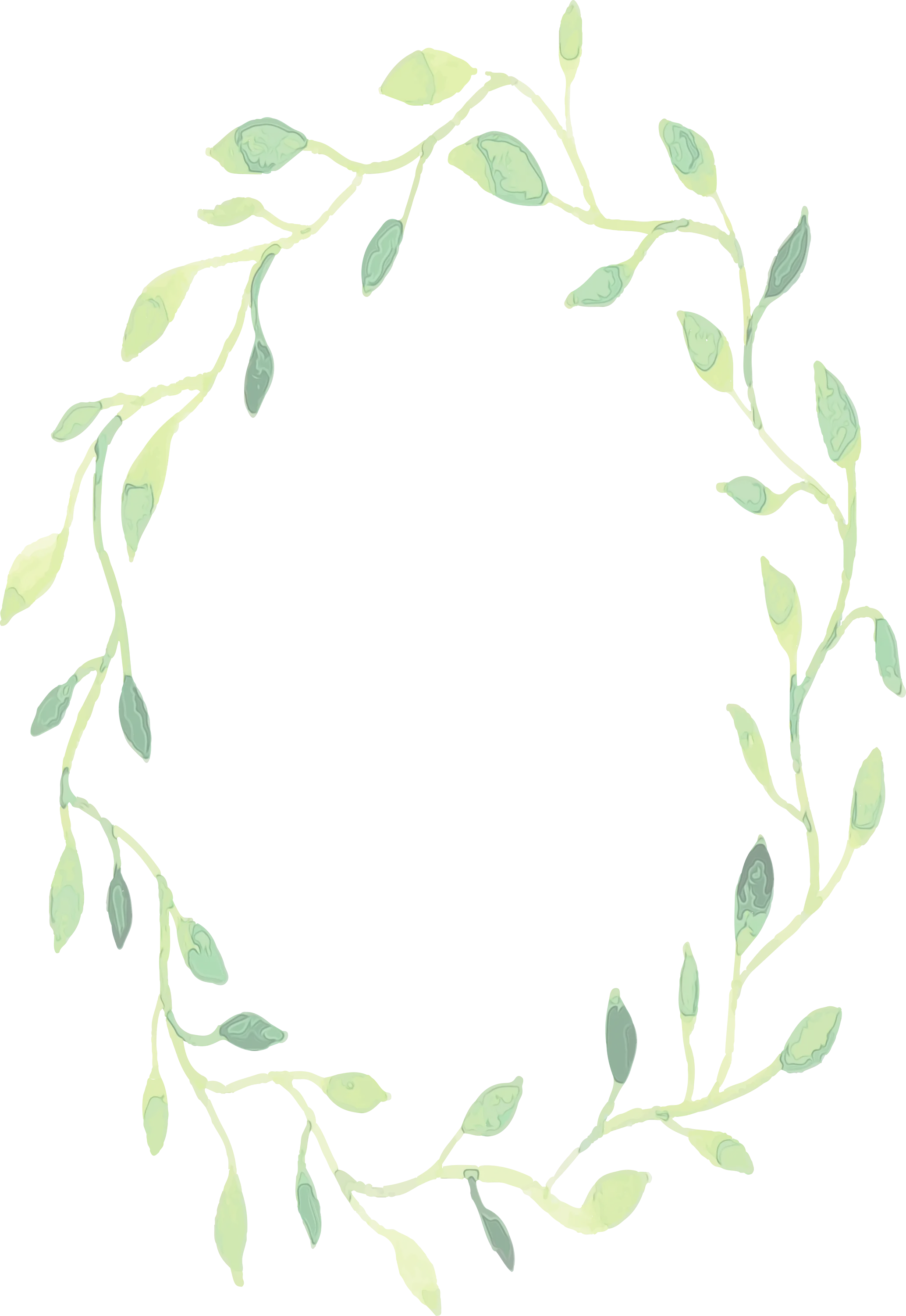 Green Leaves in Oval Frame Design