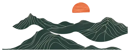 Abstract Mountain Hills and Sun Art