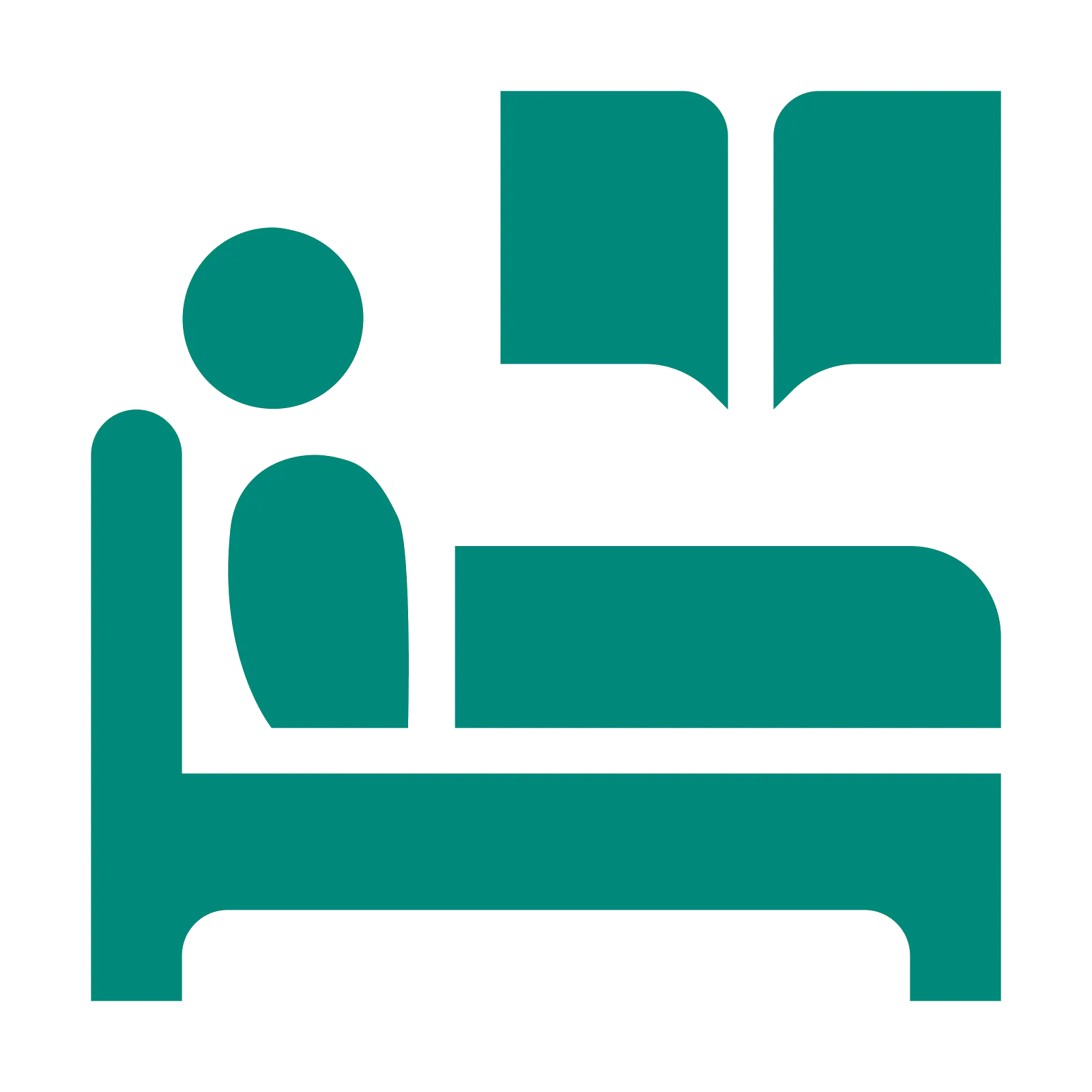 Bed Icon with Reading Person Symbol