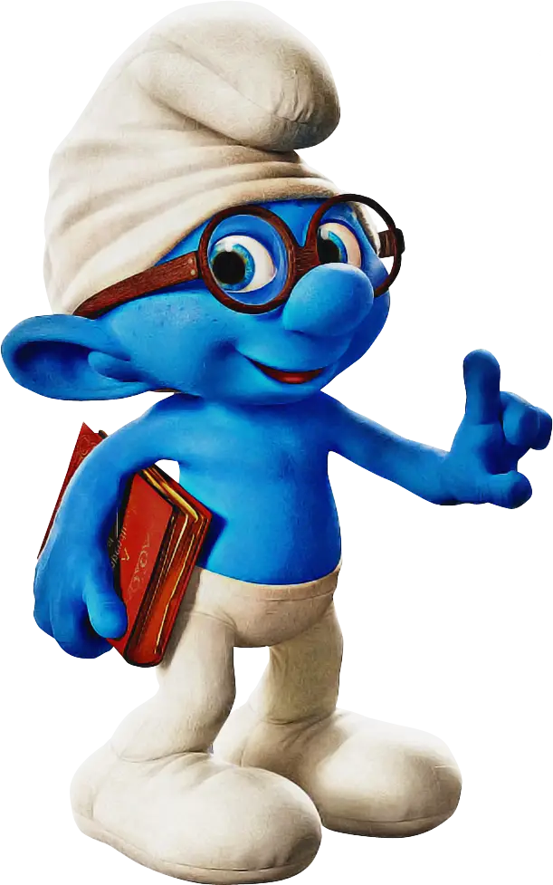 Cartoon Blue Character with Glasses and a Book