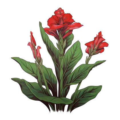 Beautiful Red Flower Plant with Green Leaves