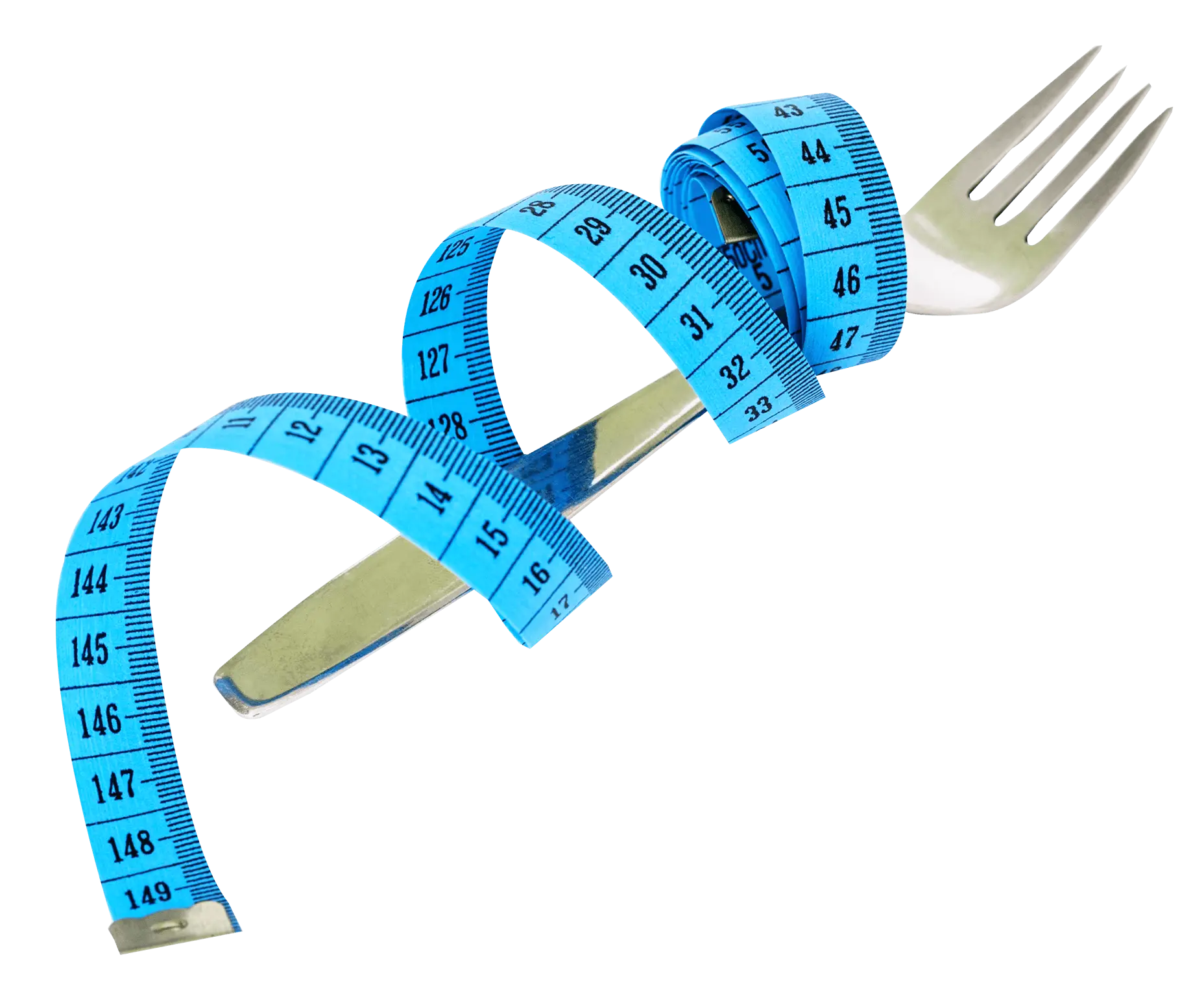 Blue Measuring Tape Wrapped Around Fork