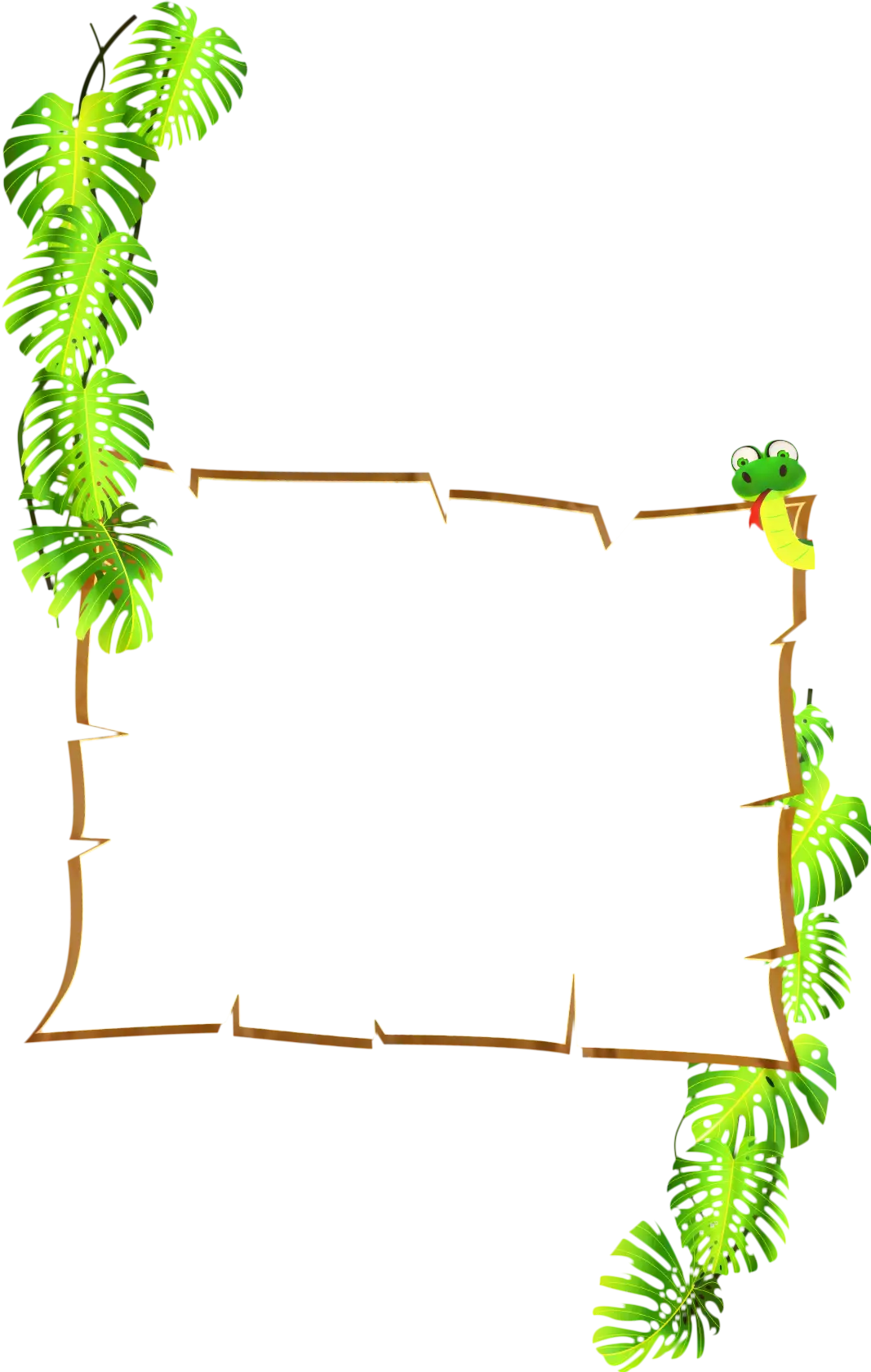 Jungle-Themed Frame with Green Leaves