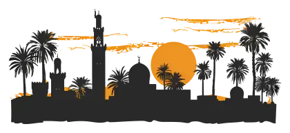 Middle Eastern City Skyline at Sunset