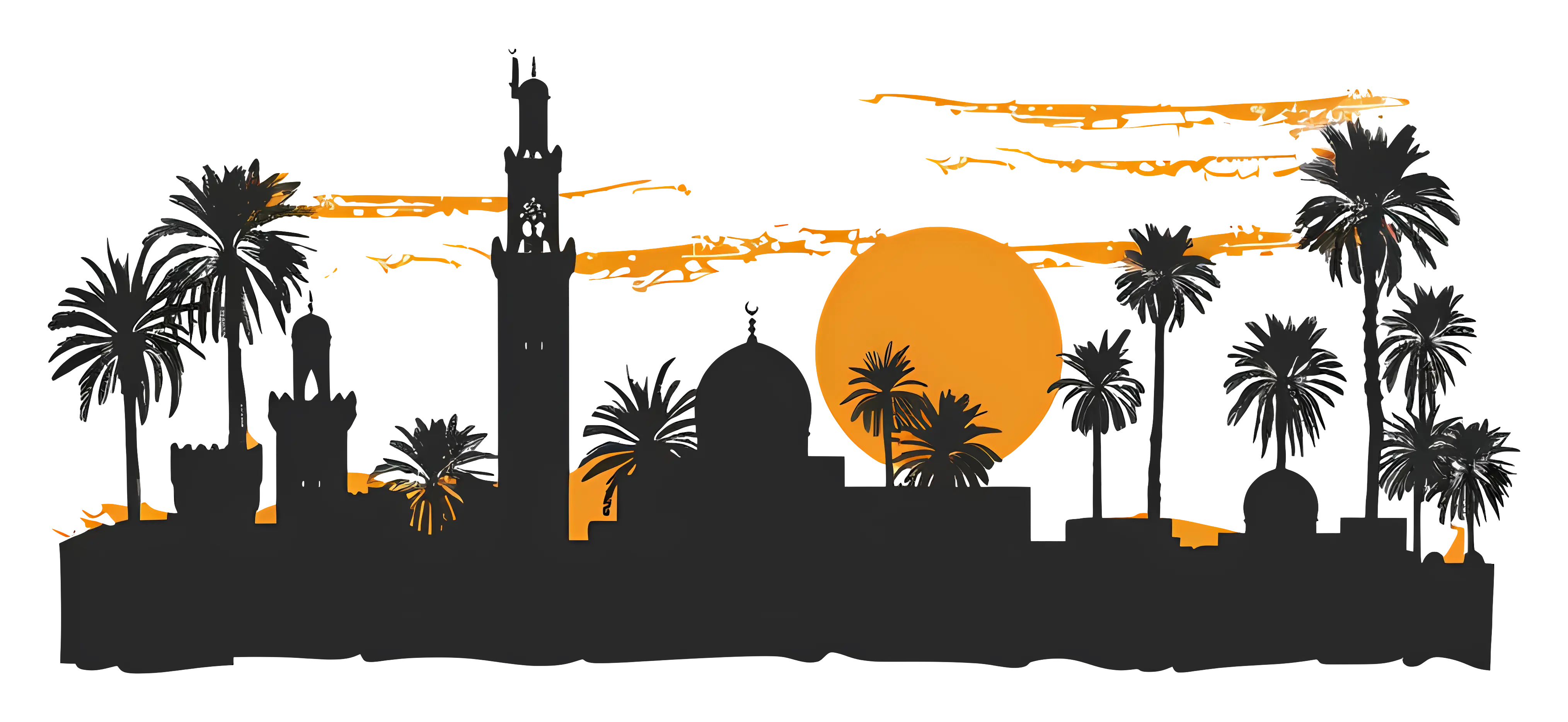 Middle Eastern City Skyline at Sunset