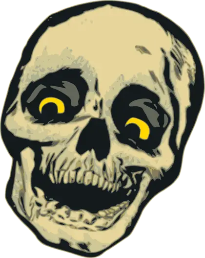 Spooky Skull Illustration with Yellow Eyes