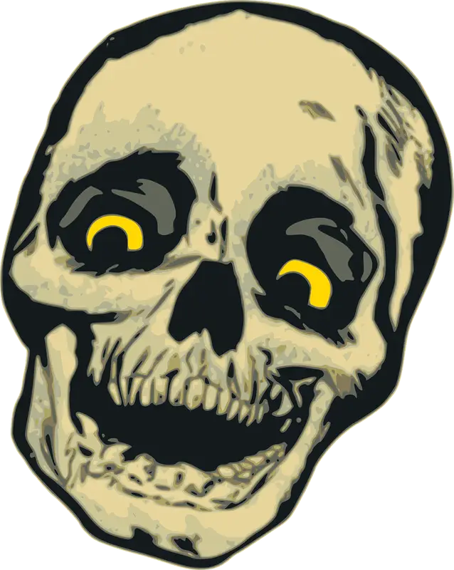 Spooky Skull Illustration with Yellow Eyes