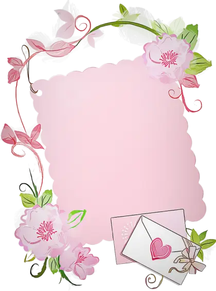 Pink Floral Card Template with Decorative Flower Frame