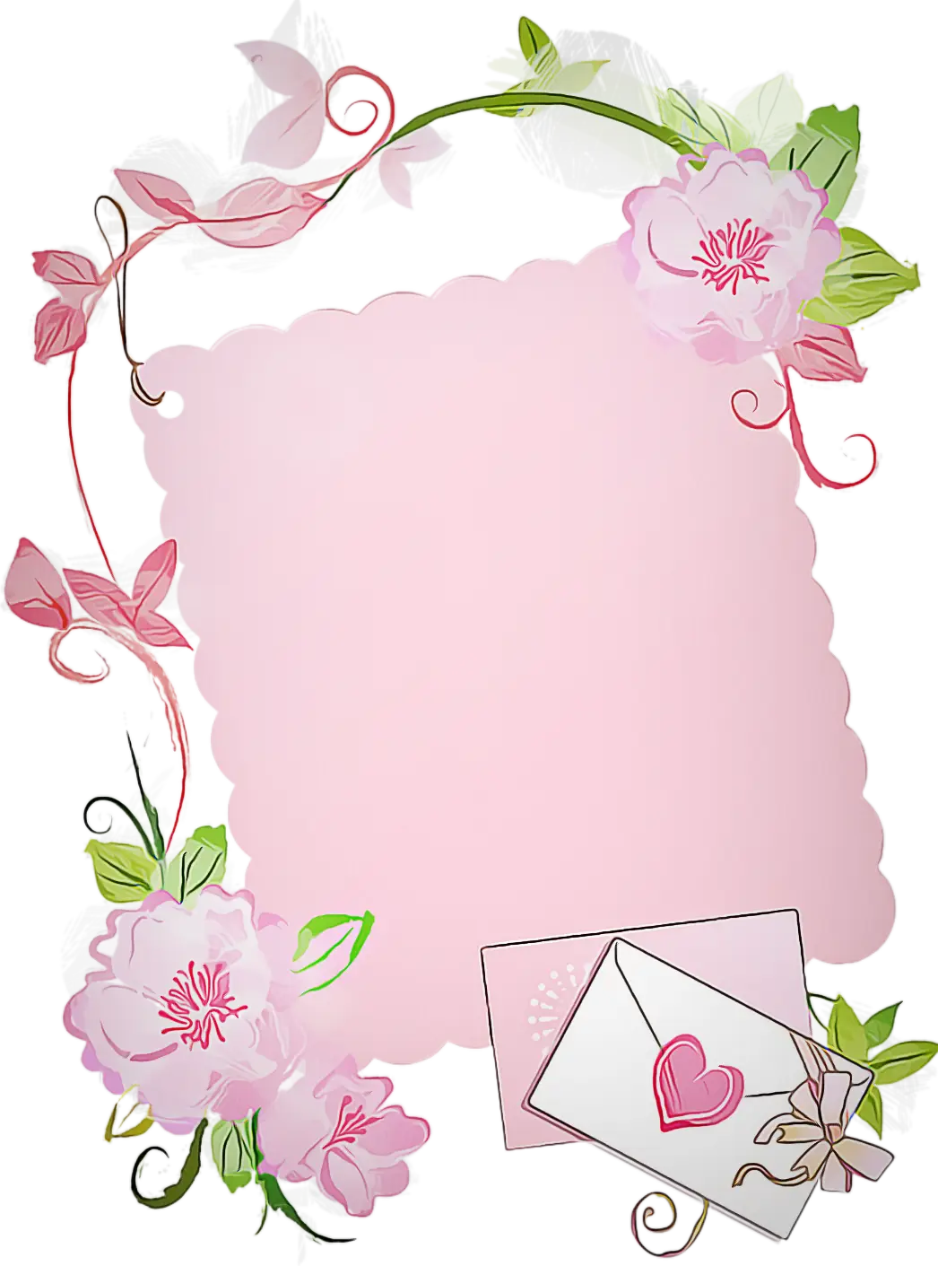 Pink Floral Card Template with Decorative Flower Frame