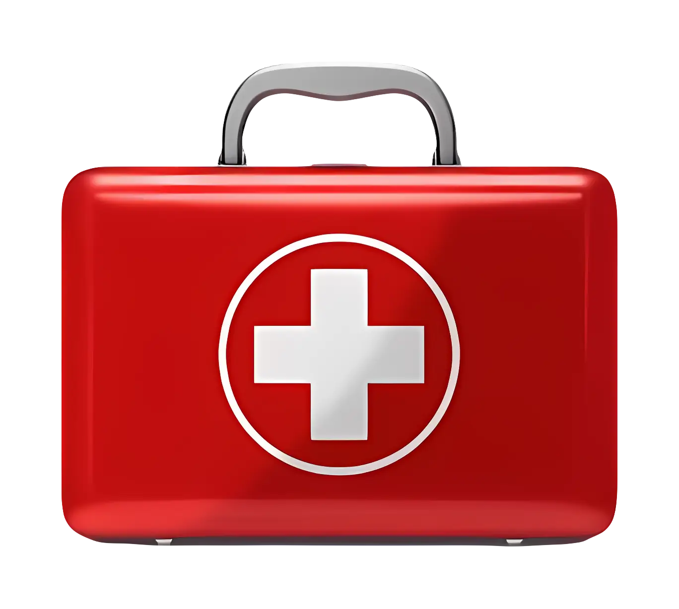 Red First Aid Kit with Cross Symbol