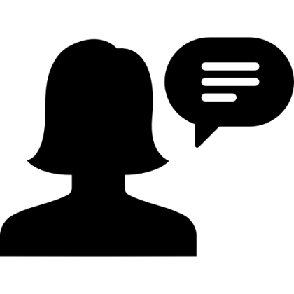 Woman Silhouette with Speech Bubble Icon for Communication or Support