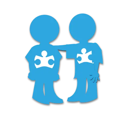 Blue Puzzle Piece People Symbol