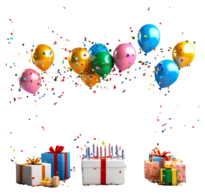 Birthday Celebration with Balloons and Gifts