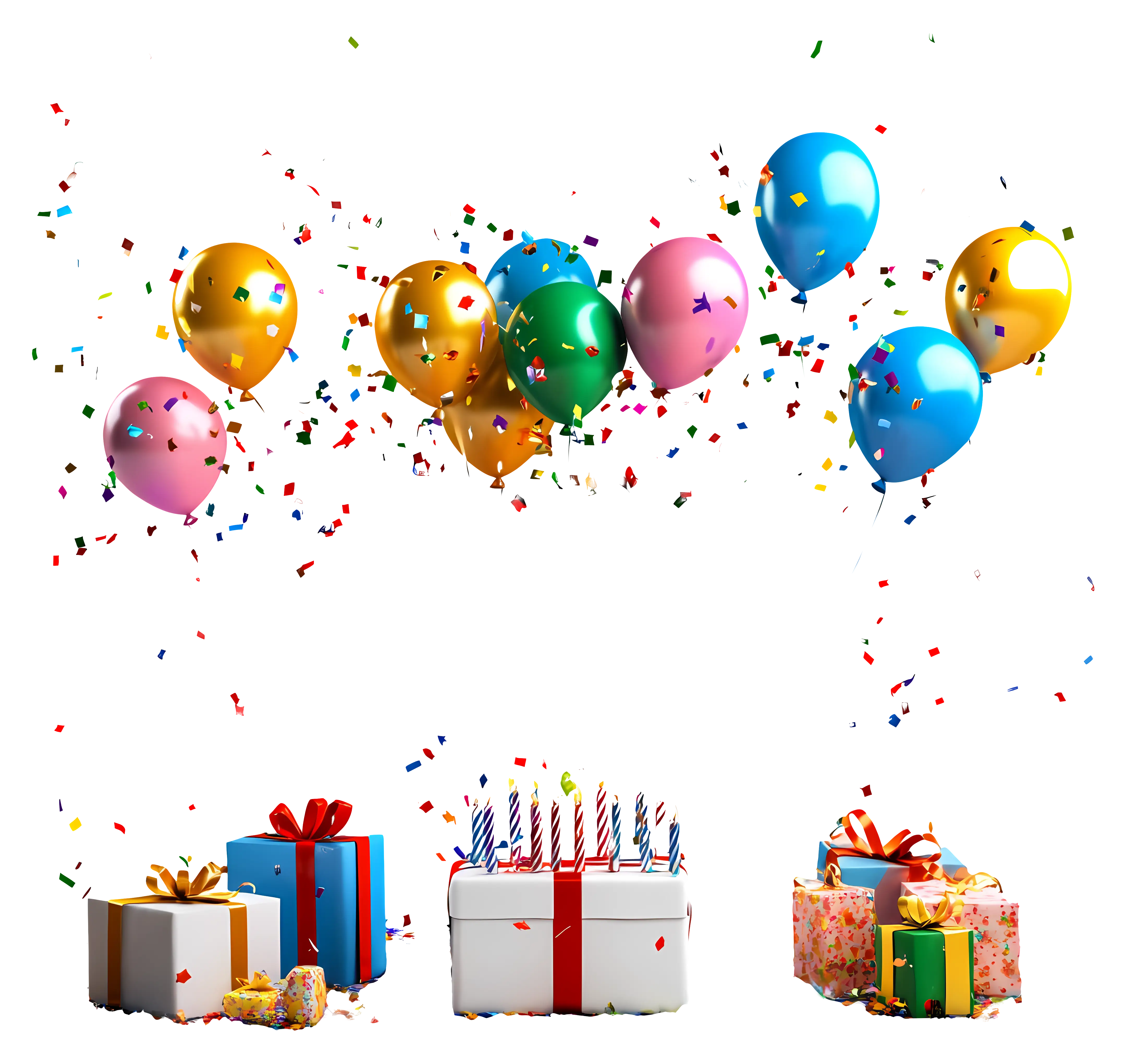 Birthday Celebration with Balloons and Gifts