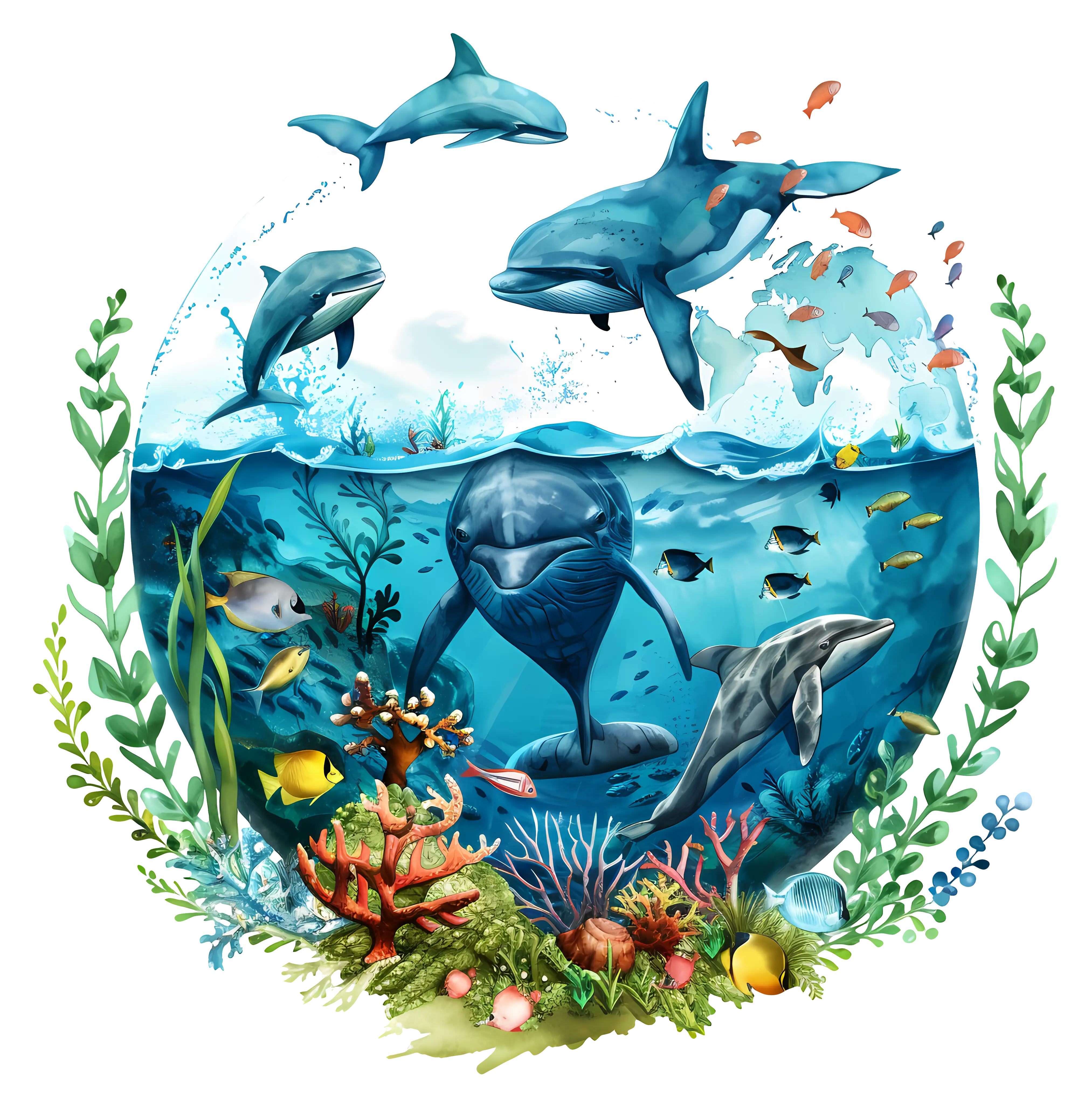 Underwater Marine Life Illustration