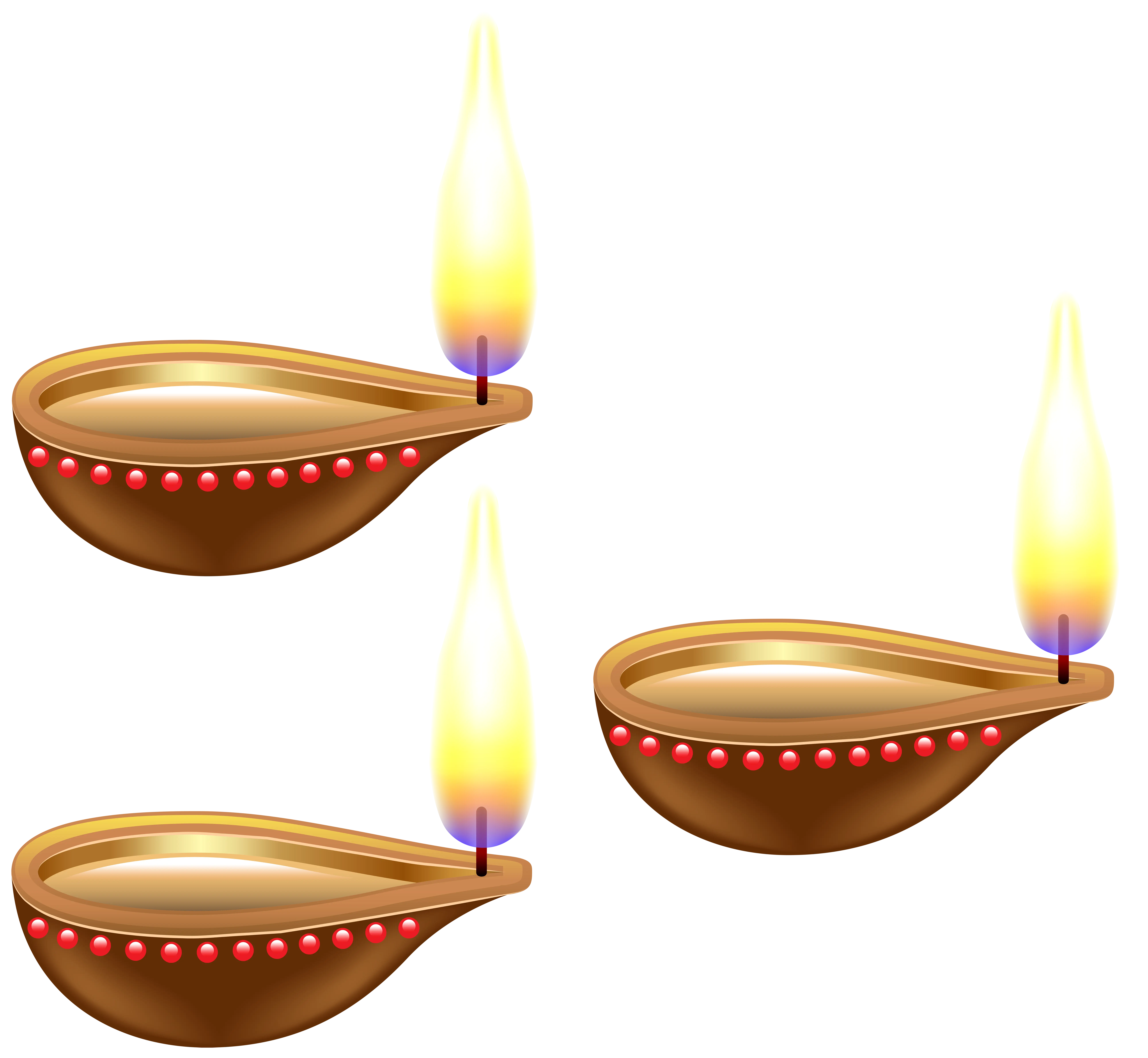 Traditional Oil Lamps with Flames