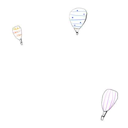 Colorful Hot Air Balloons Drawing