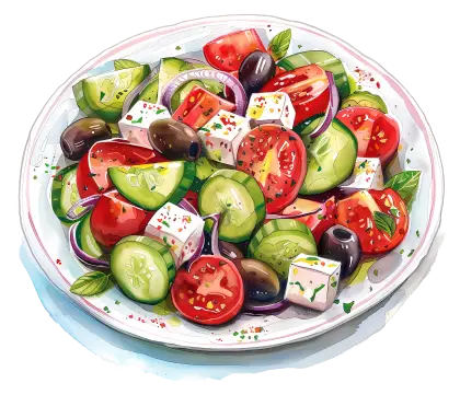 Fresh Vegetable Salad with Feta Cheese