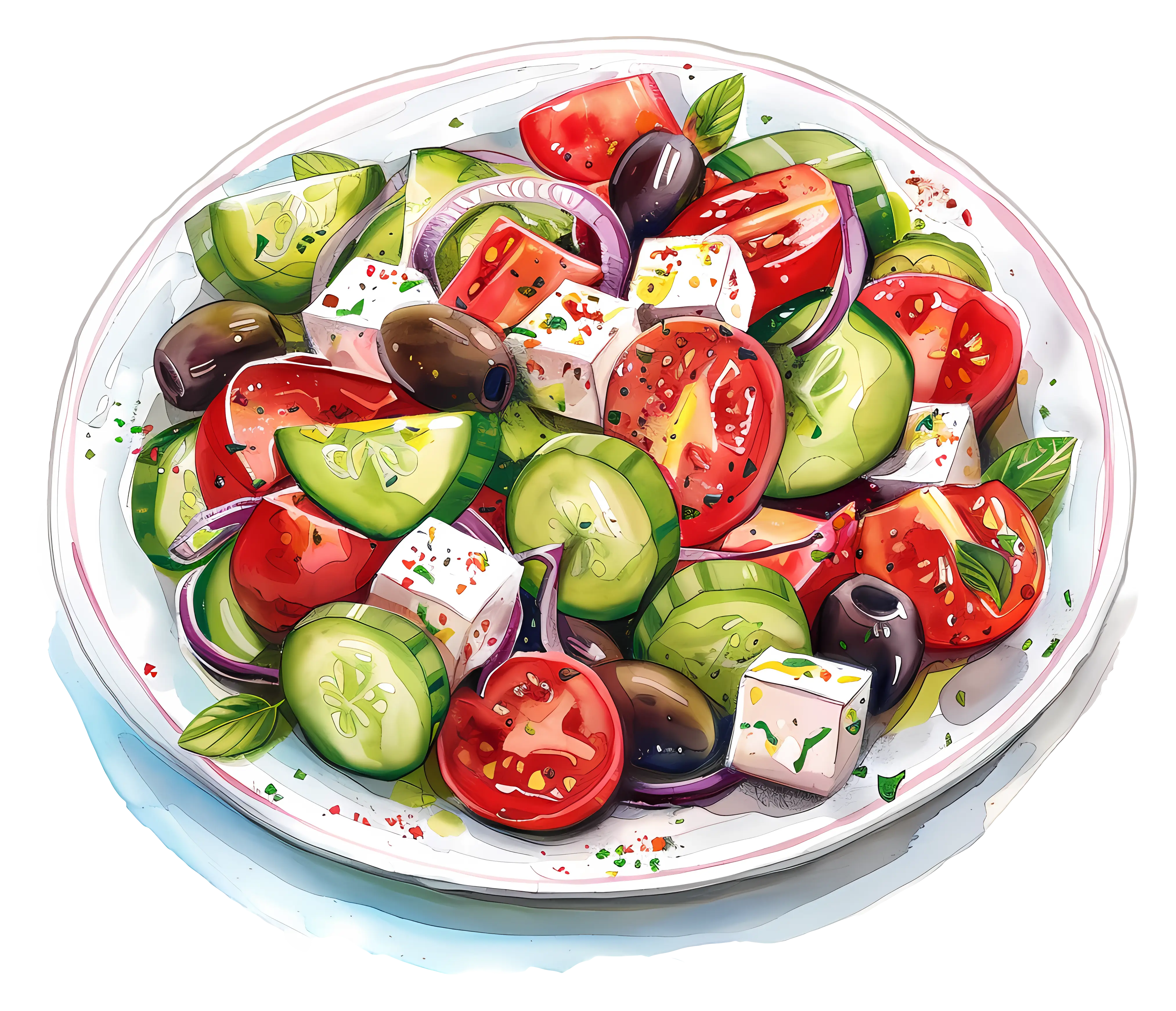 Fresh Vegetable Salad with Feta Cheese